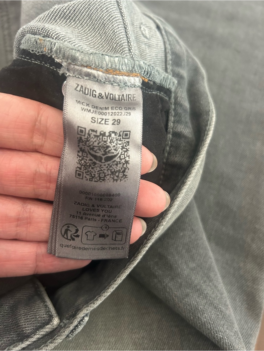 Zadig & Voltaire Slim Jeans size 29, in Black Wash - Picture 5 of 6